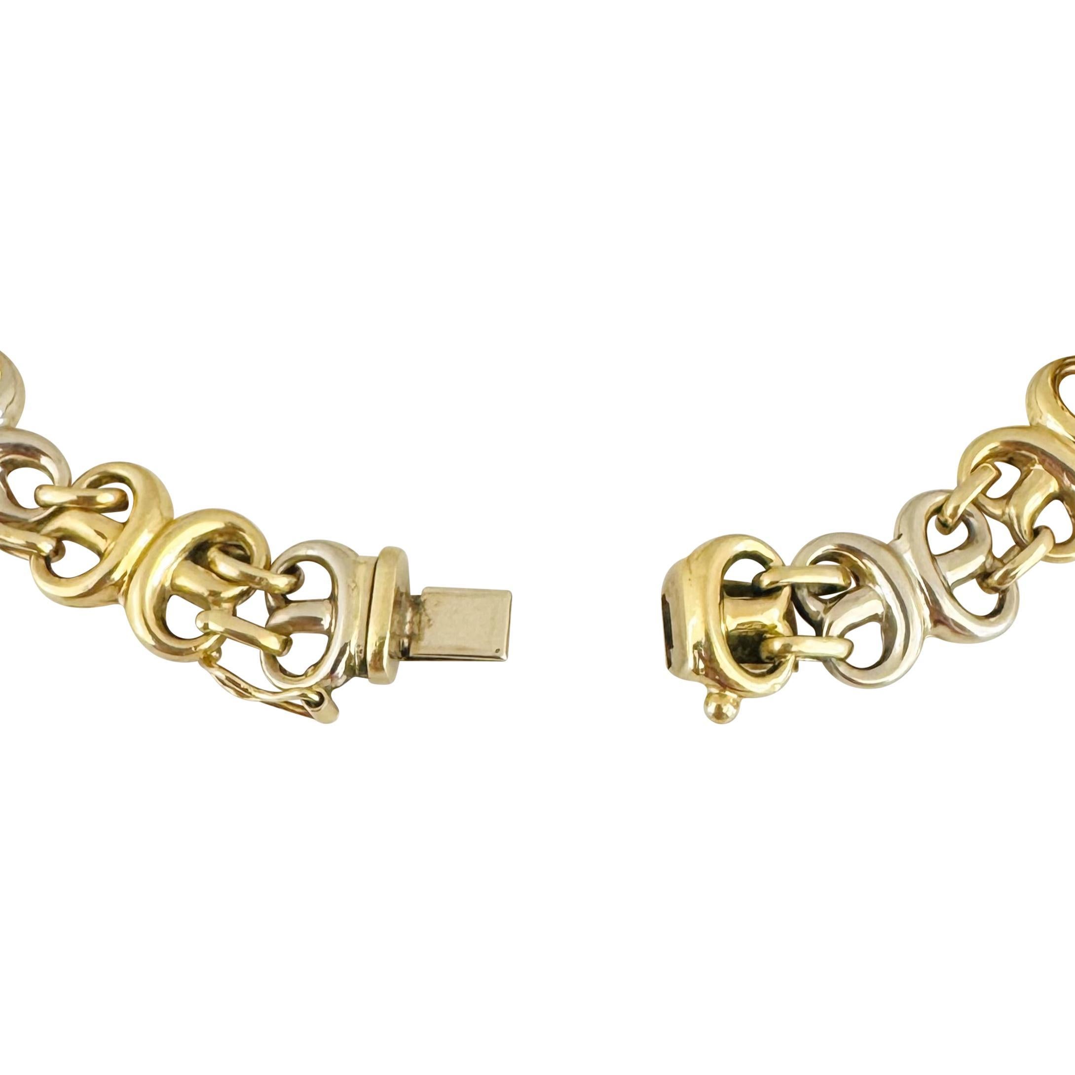 18k Yellow and White Gold 20.4g 10mm Two Tone Fancy Link Bracelet Italy 8.25