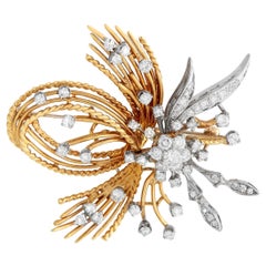 18K Yellow and White Gold 2.50ct Diamond Brooch MF05-013024