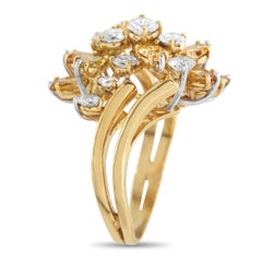 18K Yellow and White Gold 3.0 ct Fancy Diamond Cluster Ring MF07-020226
