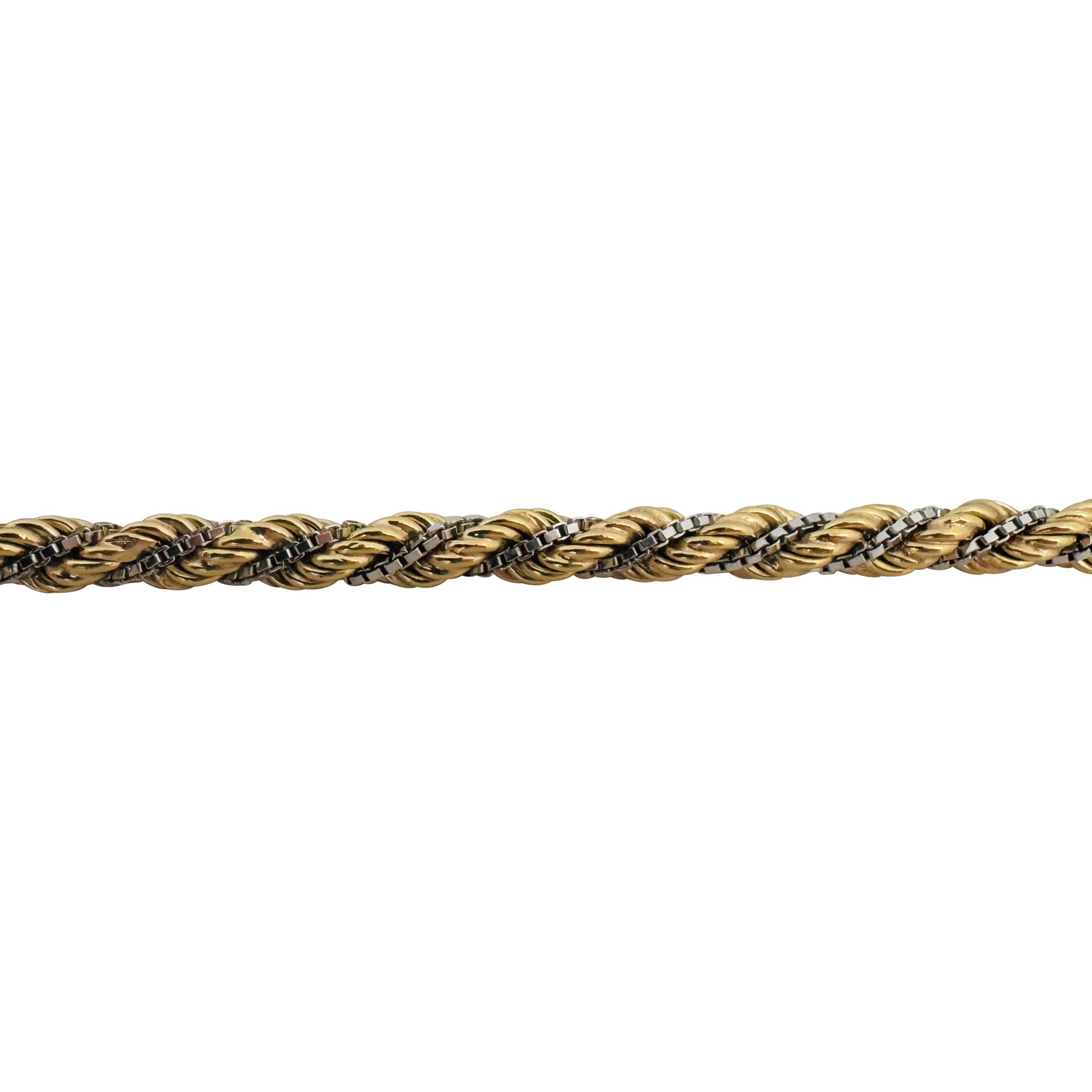 18k Gelb- und Weißgold 75g Heavy Rope Lariat Tassel Halskette Italien 40