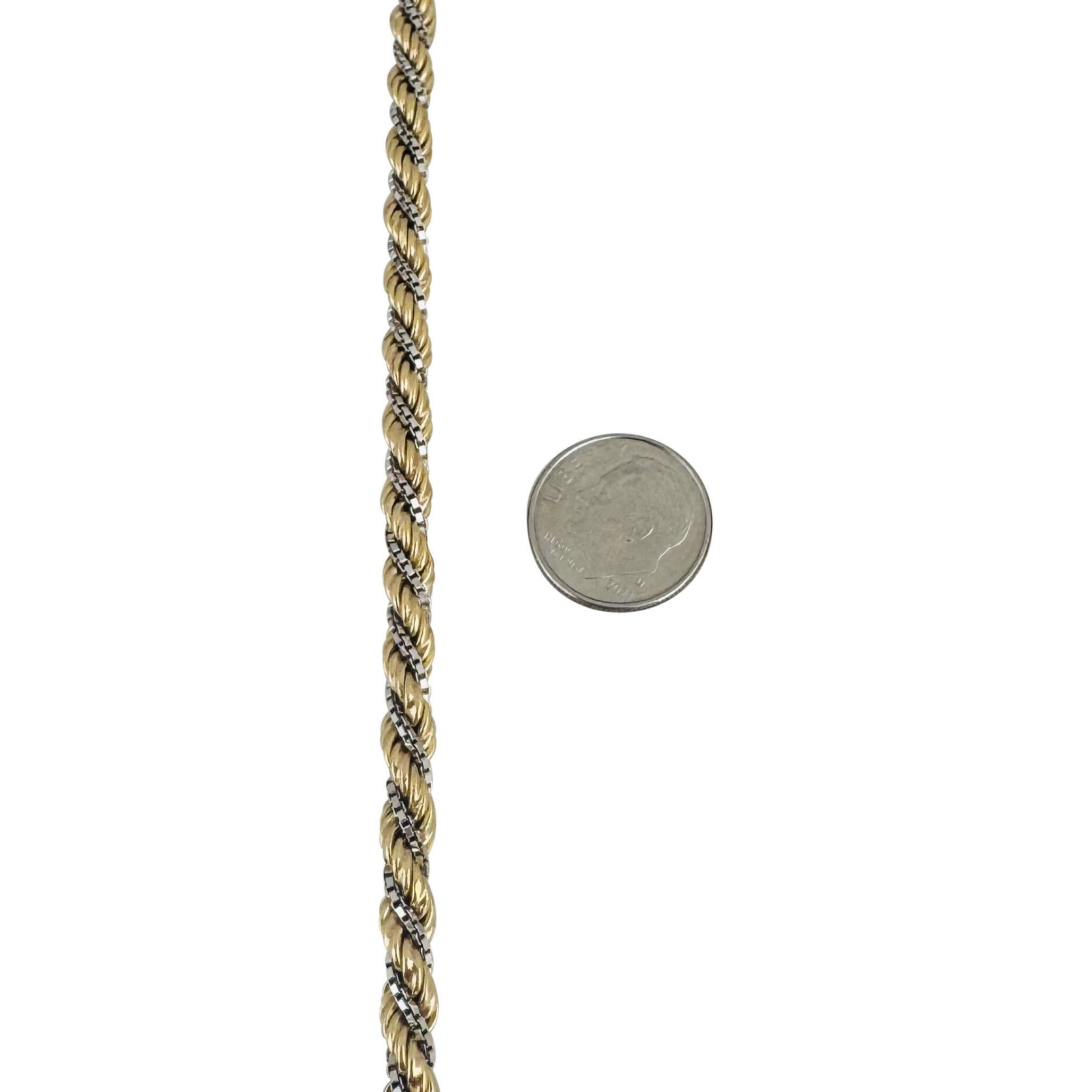 18k Gelb- und Weißgold 75g Heavy Rope Lariat Tassel Halskette Italien 40