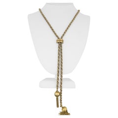 18k Gelb- und Weißgold 75g Heavy Rope Lariat Tassel Halskette Italien 40"