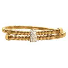 Bracelet jonc réglable en or jaune et blanc 18 carats avec diamants