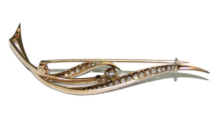 Broche En Or 18 Carats Jaune Et Blanc Avec Diamant - Grande Taille - Neuf Avec étiquette