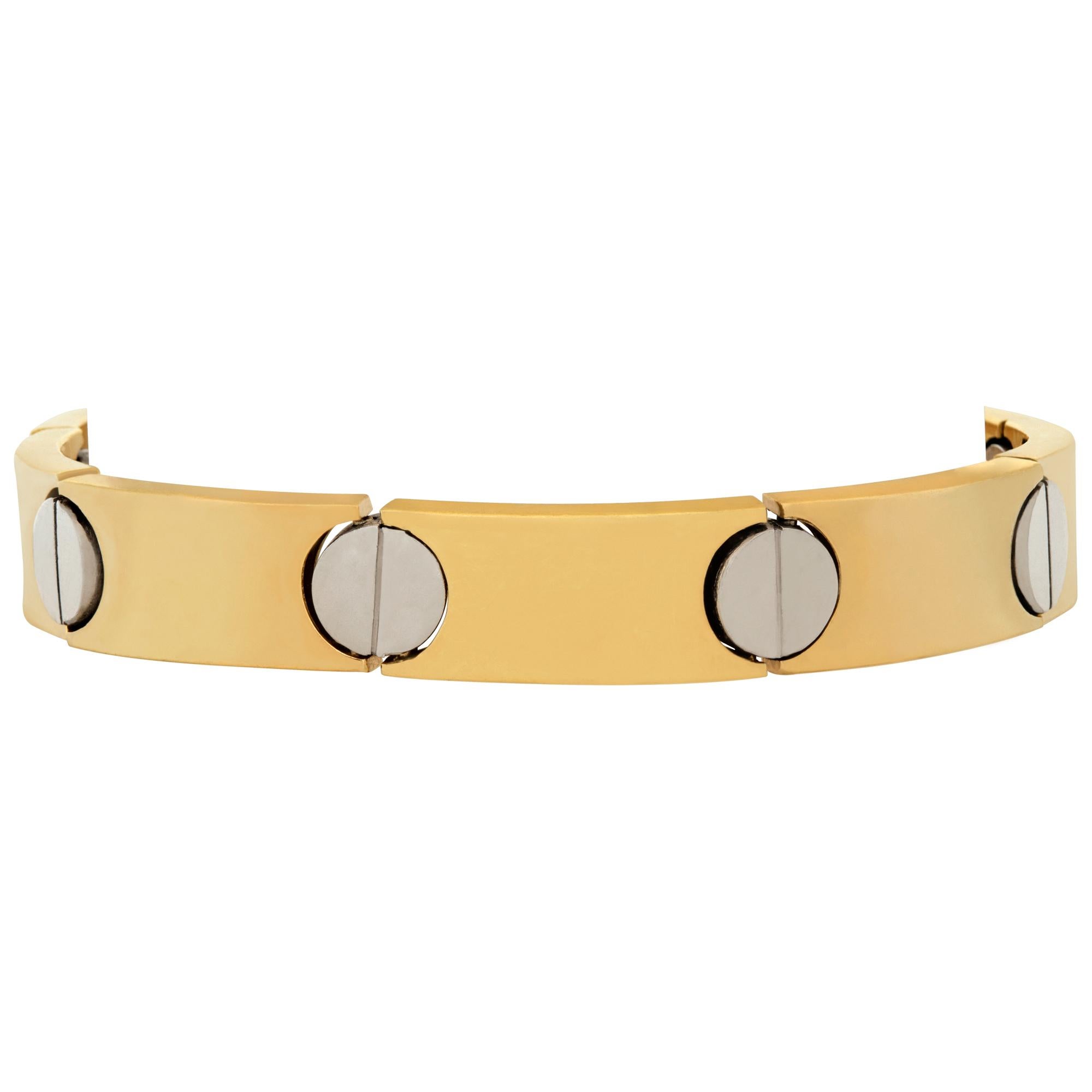 armband aus 18 Karat Gelb- und Weißgold. Länge 7,5 Zoll. Breite 9,5 mm
