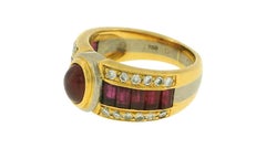 18K Yellow and White Gold Cabochon Ruby Ring