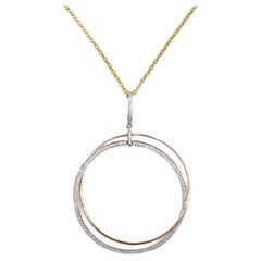 18K Yellow and White Gold Circle Necklace with Diamonds