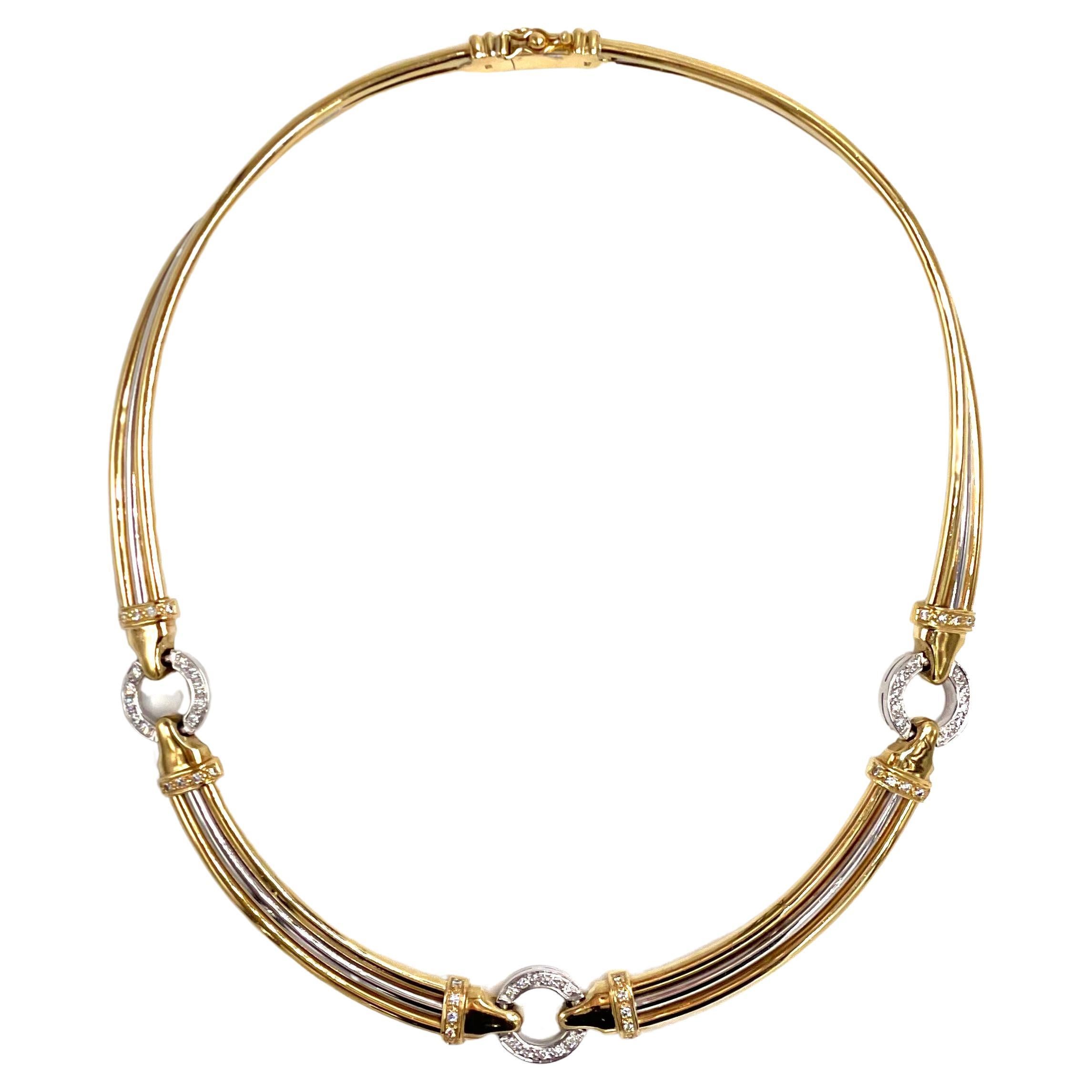 18K Yellow and White Gold Collar Necklace with Diamonds