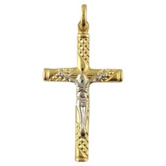 Vintage 18K Yellow and White Gold Crucifix