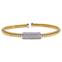 18K Yellow and White Gold Diamond Bangle Bracelet