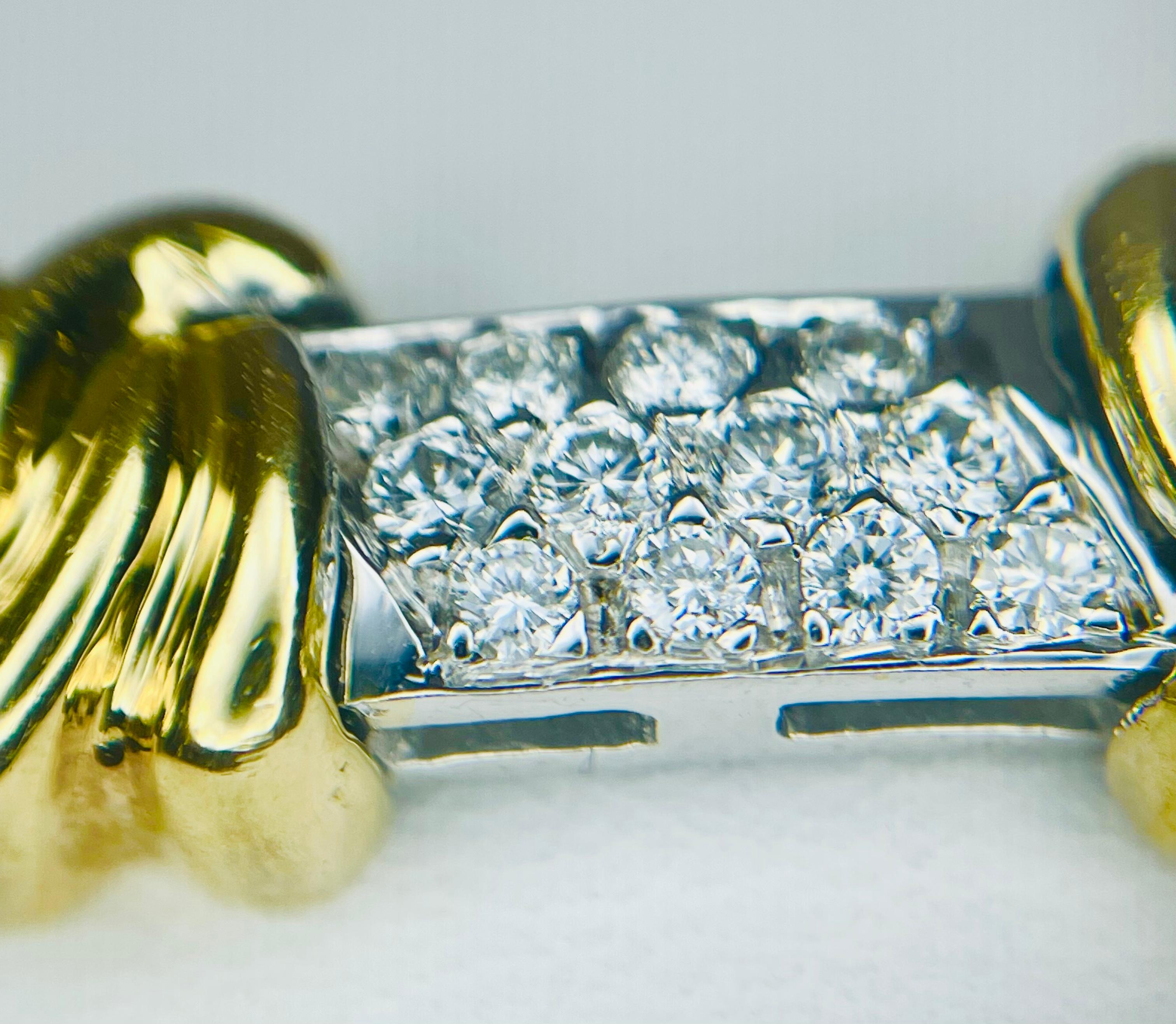 Women's or Men's 18k Yellow and White Gold Diamond Bracelet For Sale