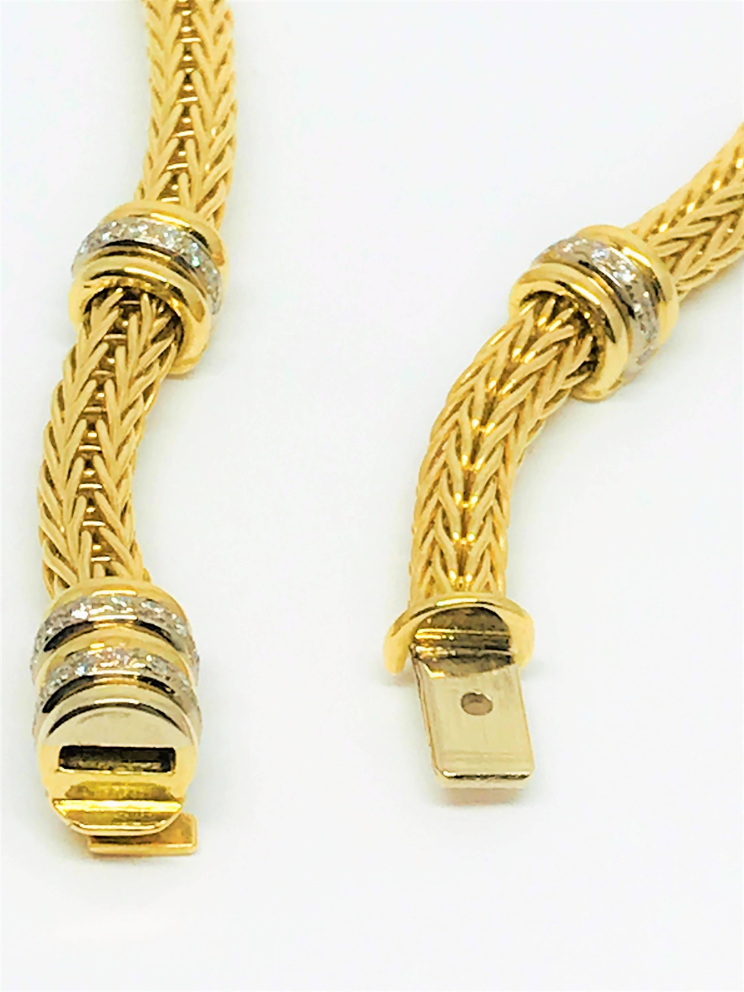Women's 18 Karat Yellow and White Gold Diamond Choker Necklace For Sale