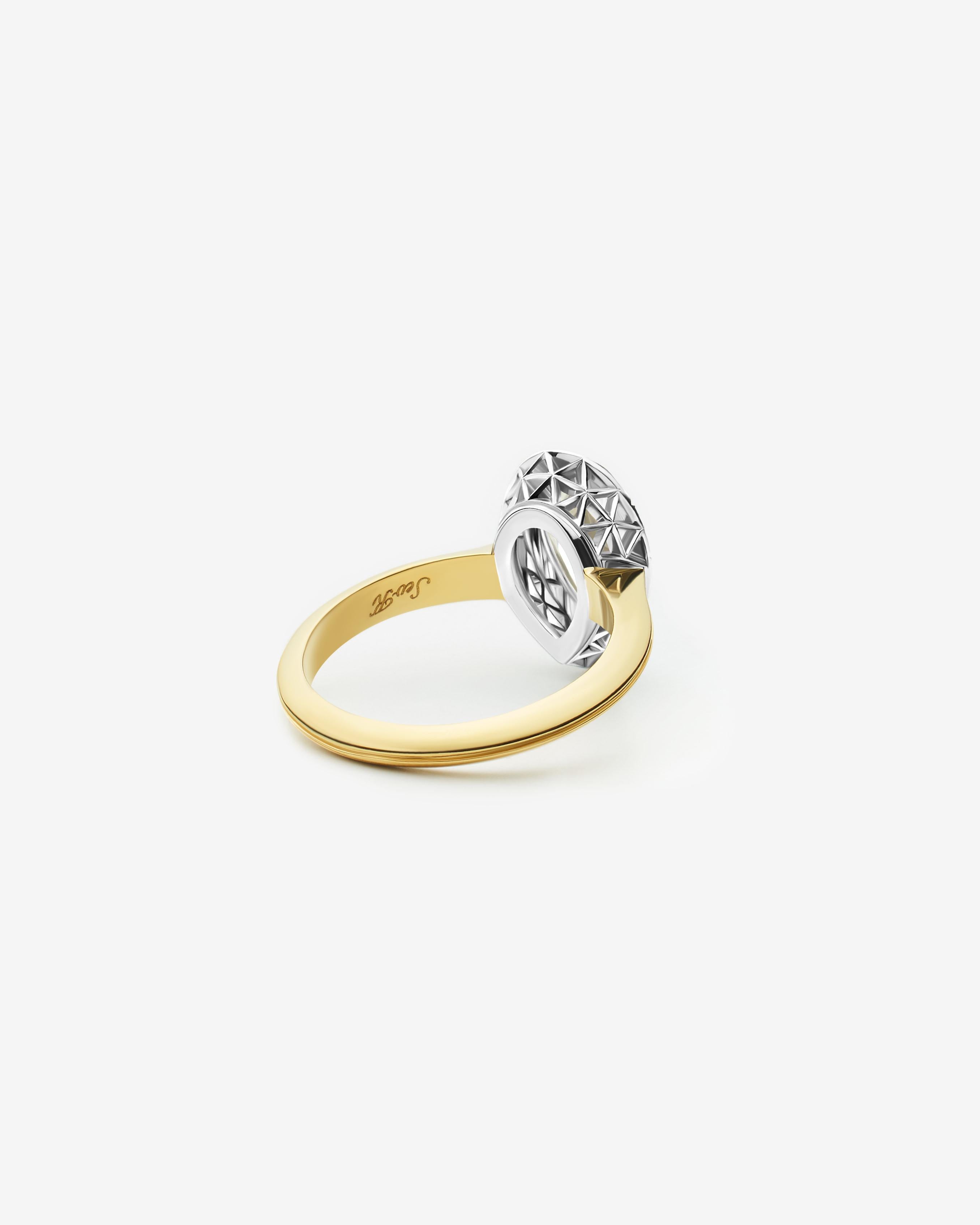 For Sale:  18k Yellow and White Gold Diamond Cocktail Ring w 1.57 Carat Pear Shape Diamond 3