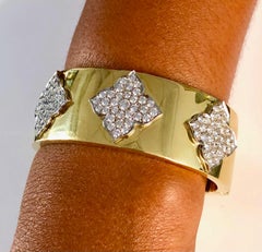 18 Karat Yellow and White Gold Diamond Cuff-Bangle Bracelet