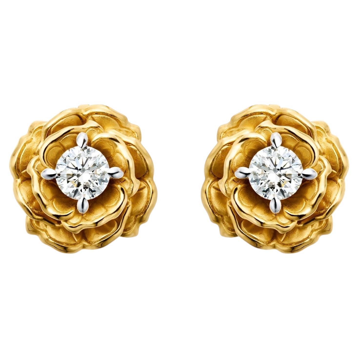 Pre-owned Carrera Y Carrera 18k Yellow And White Gold Diamond Earrings “roció”