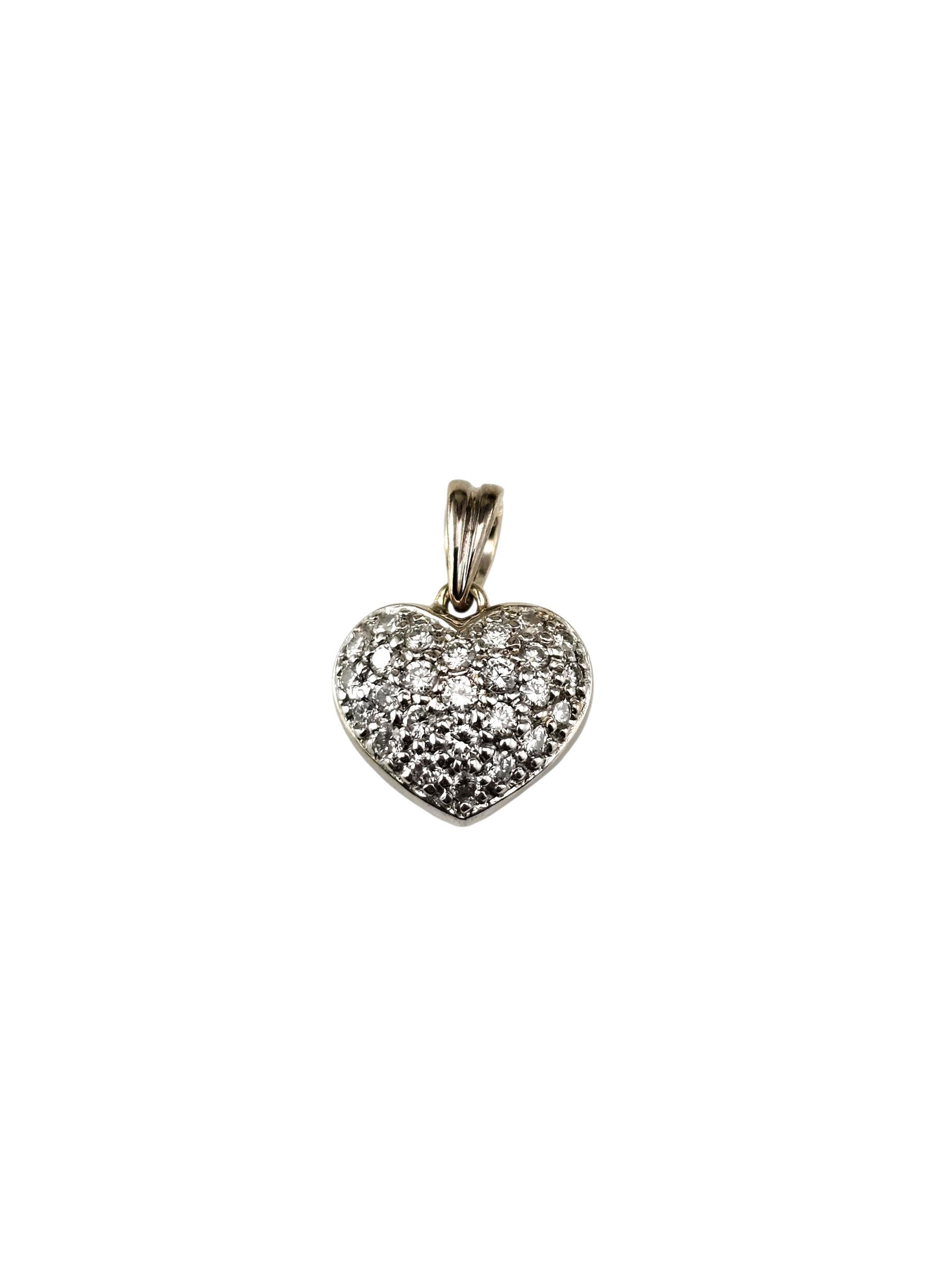 18K Yellow and White Gold Diamond Heart Pendant #24170 For Sale
