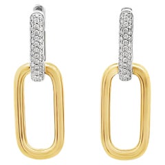 Pendientes clip de oro amarillo y blanco de 18 quilates en dos tonos con diamantes engastados Pave