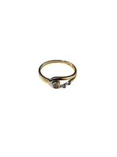 18K Yellow and White Gold Diamond Ring Size 7.75 #25395