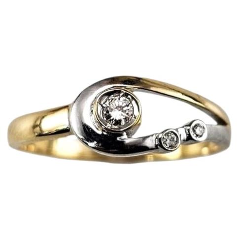 Bague en or jaune et blanc 18 carats sertie de diamants, taille 7,75 #25395
