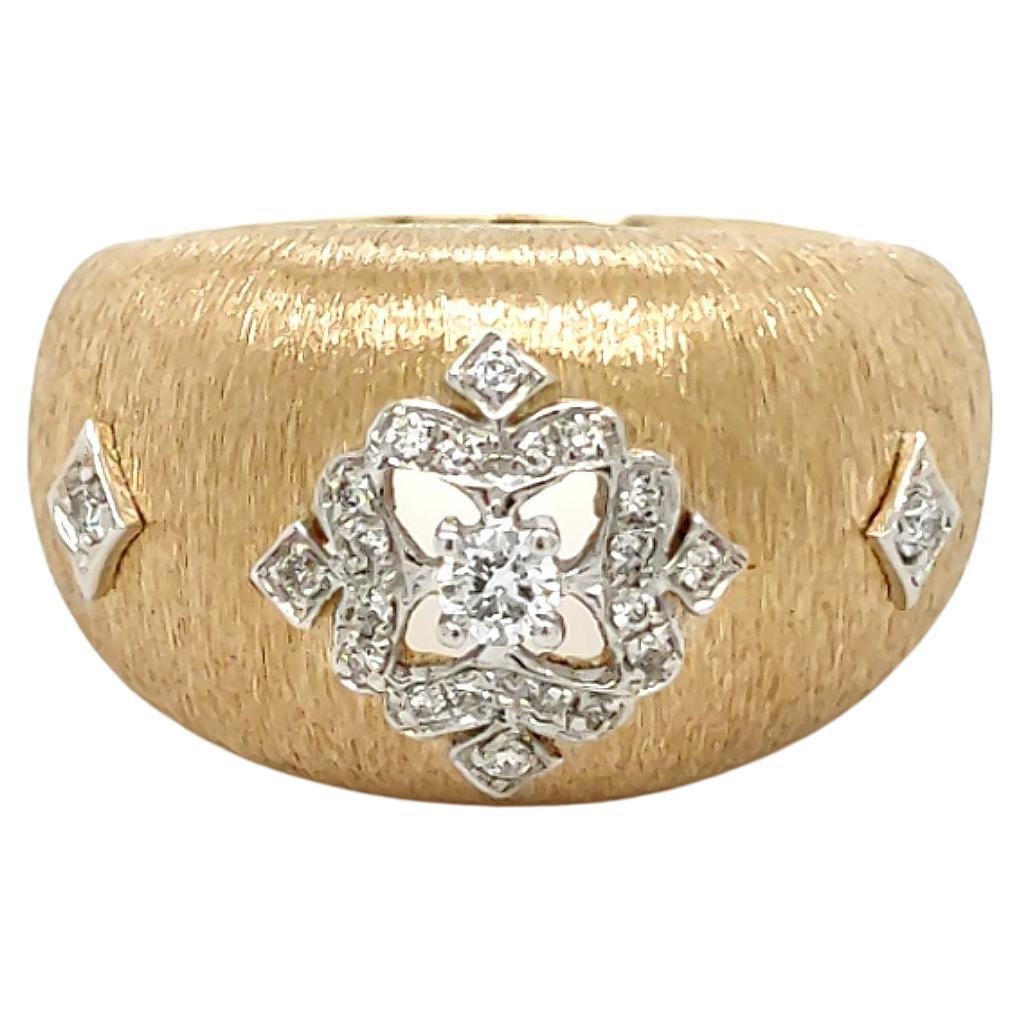 Florentine Finished 18 Karat Yellow Gold and Diamond Dome Ring For Sale ...