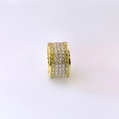 18 Karat Yellow and White Gold Invisible Set Diamond Ring