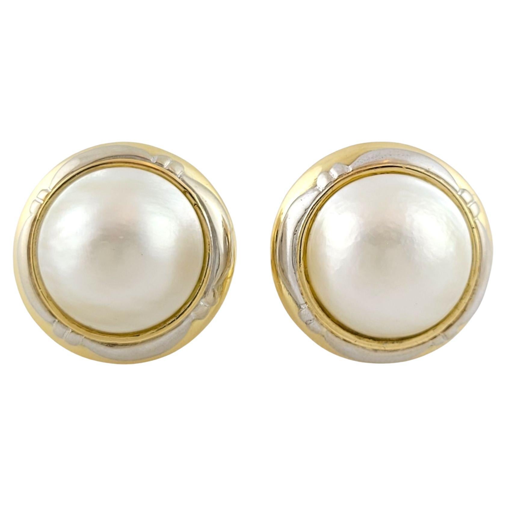 18k Yellow and White Gold Mabe Pearl Earrings
