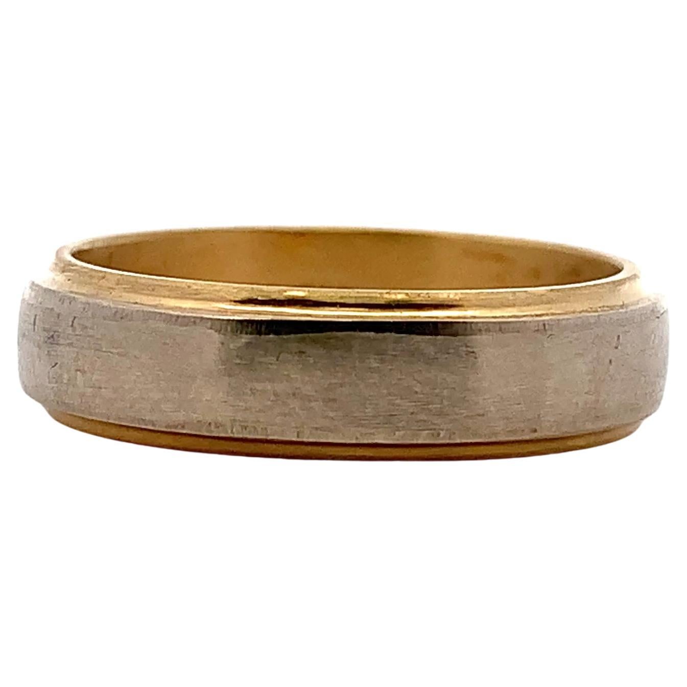 Anneau de mariage en or jaune et blanc 18k satiné mat