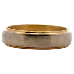 Anneau de mariage en or jaune et blanc 18k satiné mat