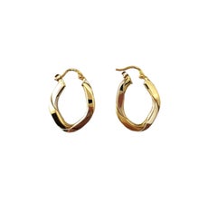 18K Yellow and White Gold Oval Hoop Earrings #17189