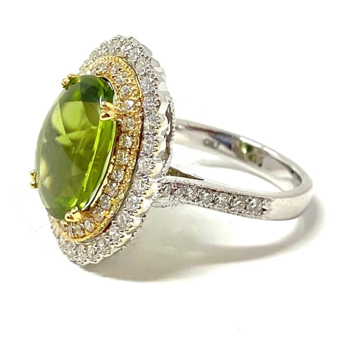 18K Yellow and White Gold Peridot and Diamond Cocktail Ring In Good Condition In New Orleans, LA