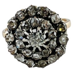 Anillo en forma de cúpula con diamantes talla rosa de oro amarillo y blanco de 18 quilates #16544