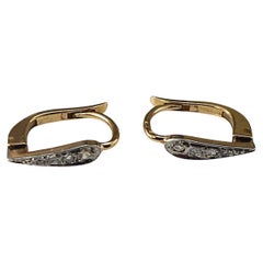 Pendientes de oro amarillo y blanco de 18 quilates con diamantes talla rosa #24018