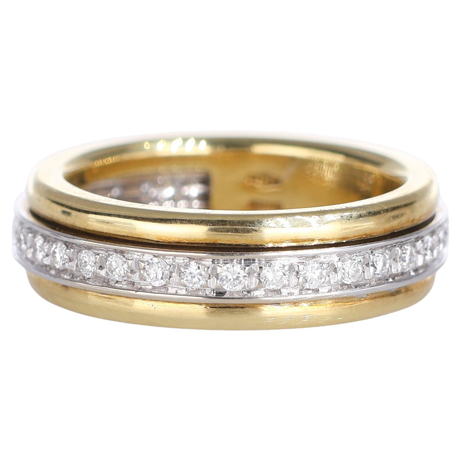 18K Yellow and White Gold Rotating Diamond Band