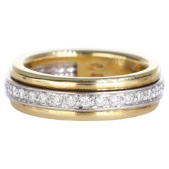 18K Yellow and White Gold Rotating Diamond Band