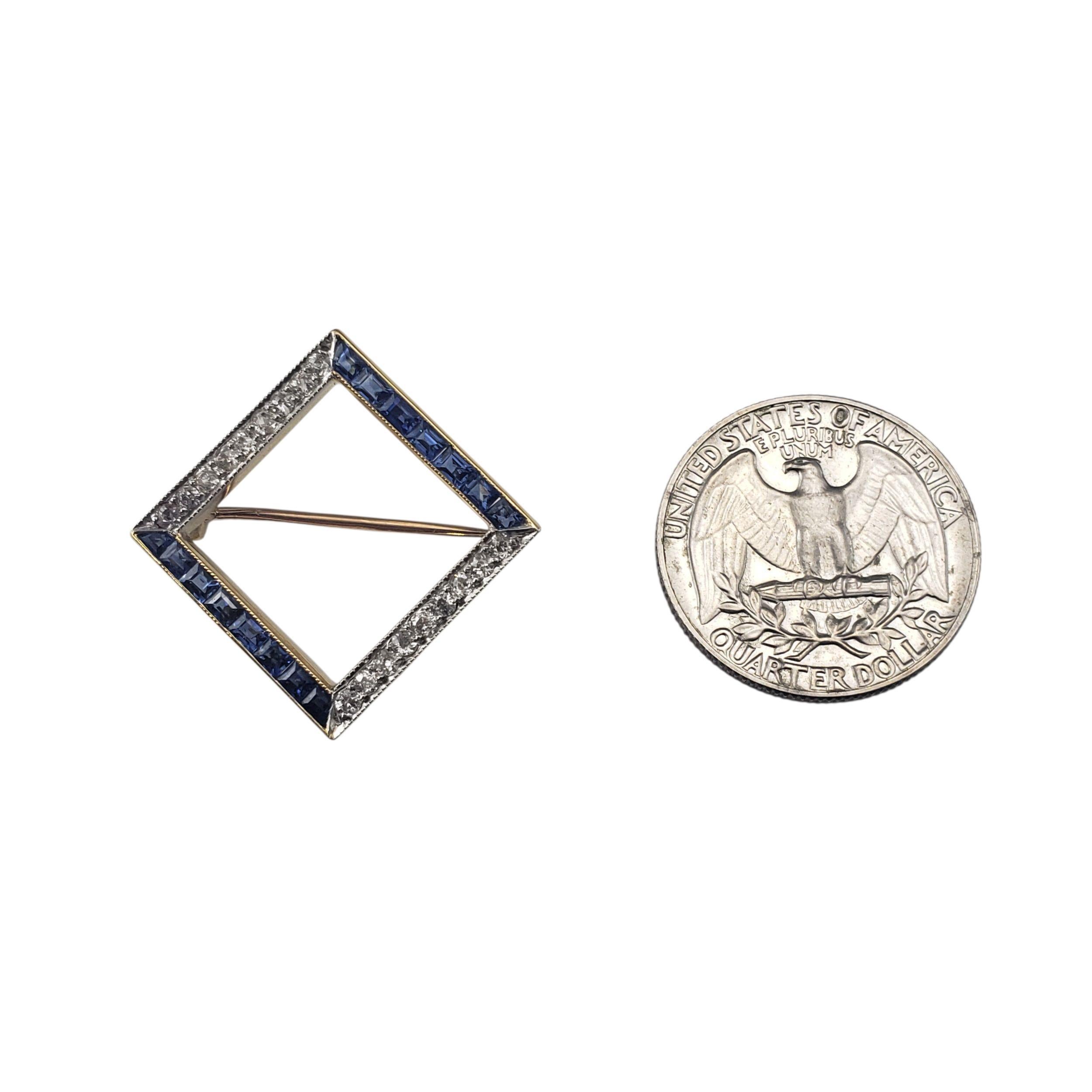 Broche en or jaune et blanc 18K saphir et diamant JAGi Certified #22680 Pour femmes en vente