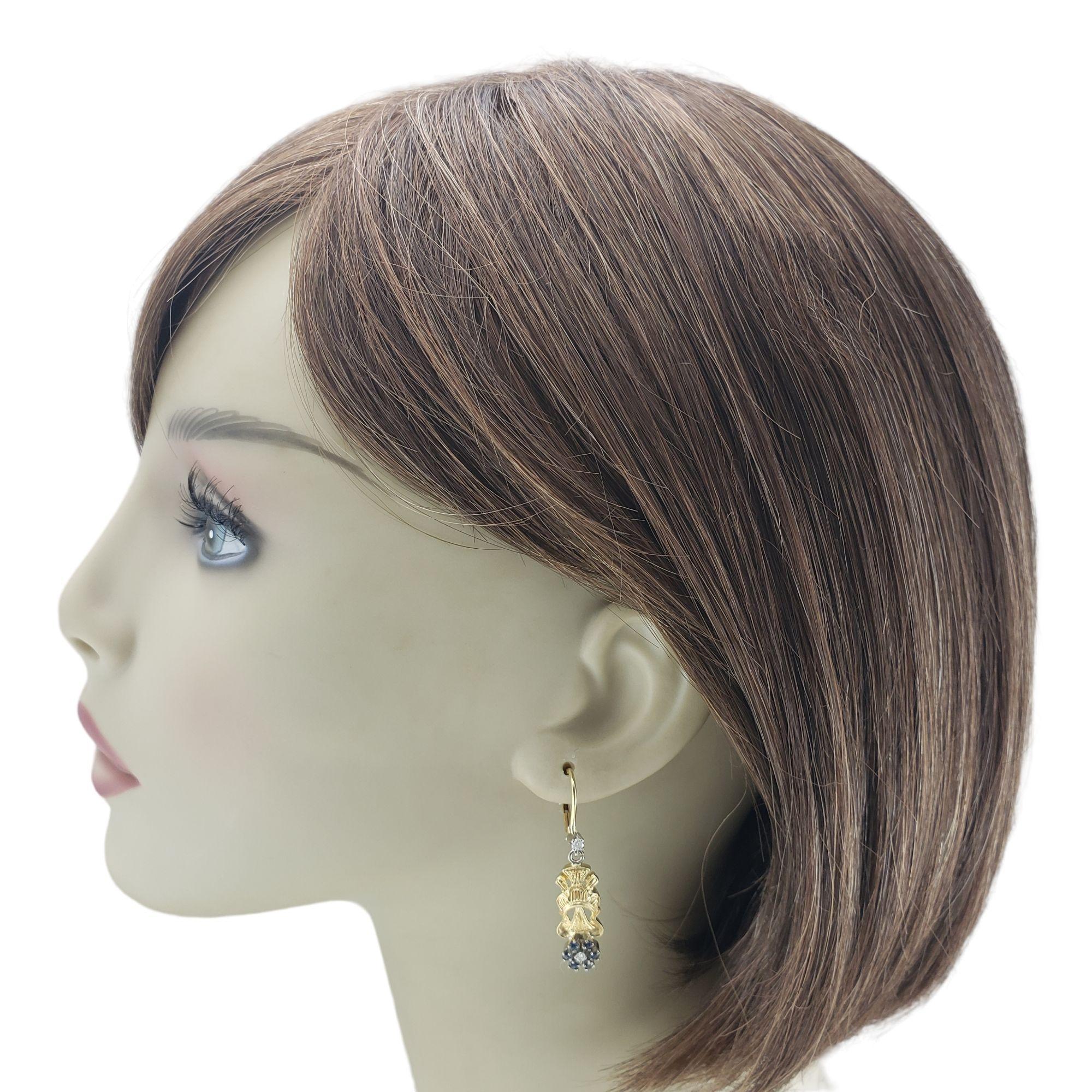 18K Gelb- und Weißgold Saphir und Diamant Ohrringe #15261 Damen im Angebot