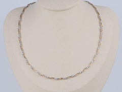18K Yellow and White Gold Triple Braided Wire Twist Choker Necklace 9.43g R4615