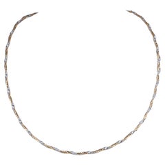 Collier ras du cou en or jaune et blanc 18 carats à trois fils tressés 9,43 g R4615