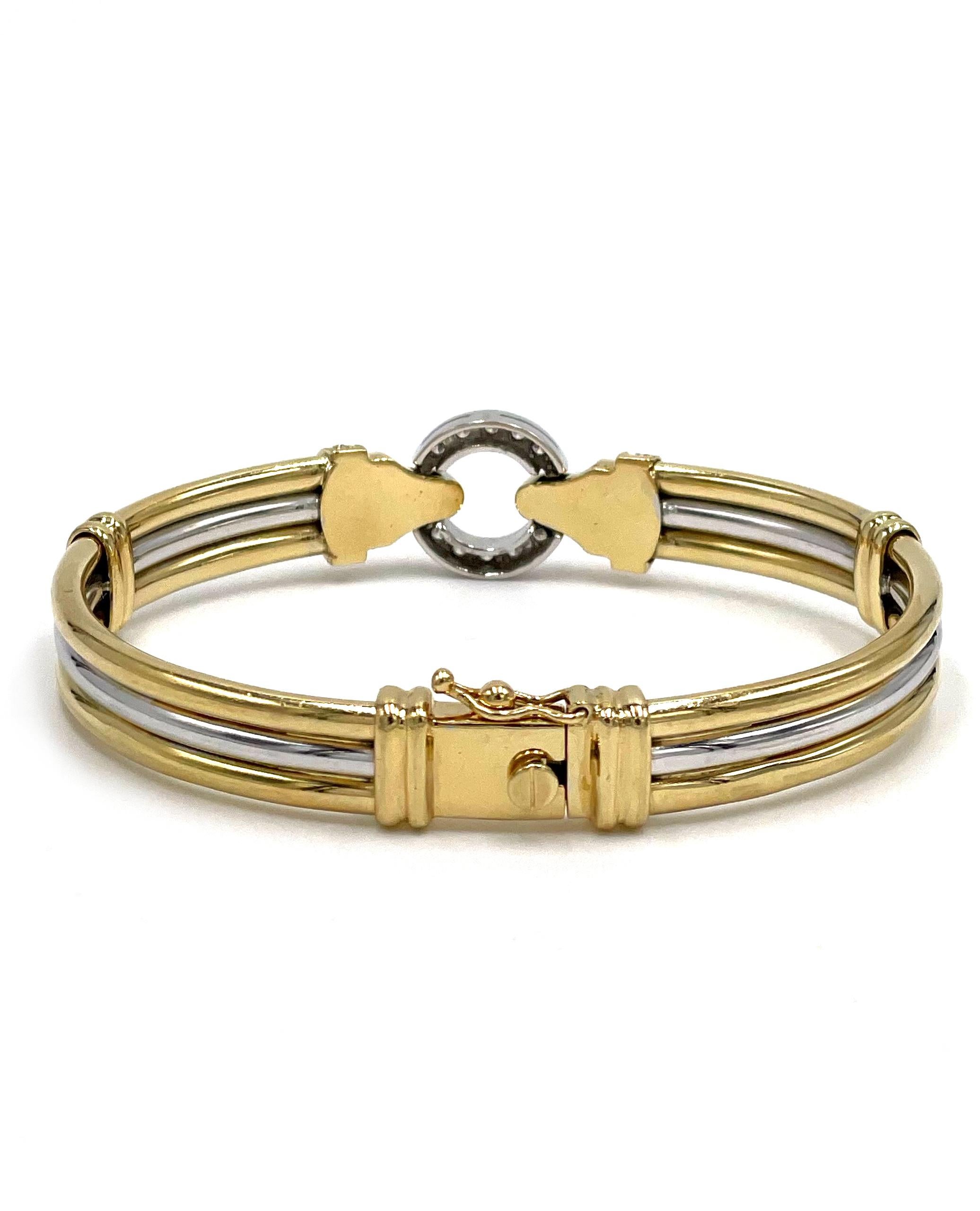 Contemporain Bracelet bicolore en or jaune et blanc 18 carats avec diamants en vente