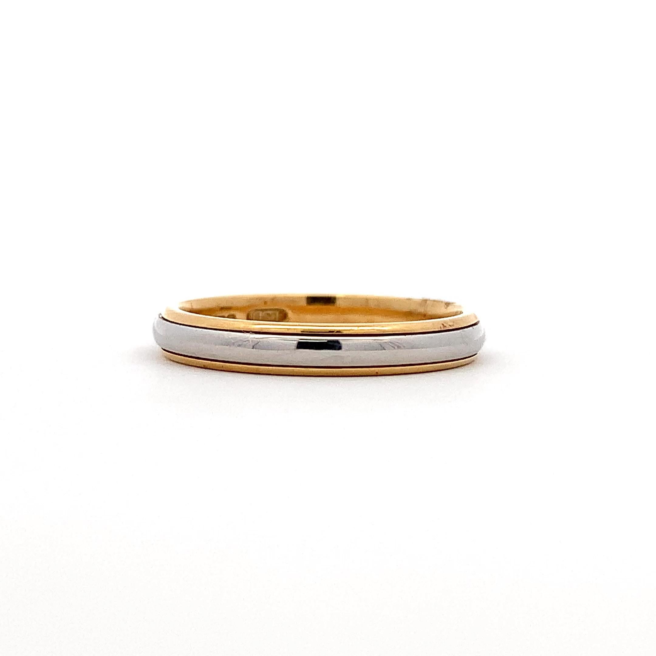 Anneau de mariage bicolore en or jaune et blanc 18k Unisexe en vente
