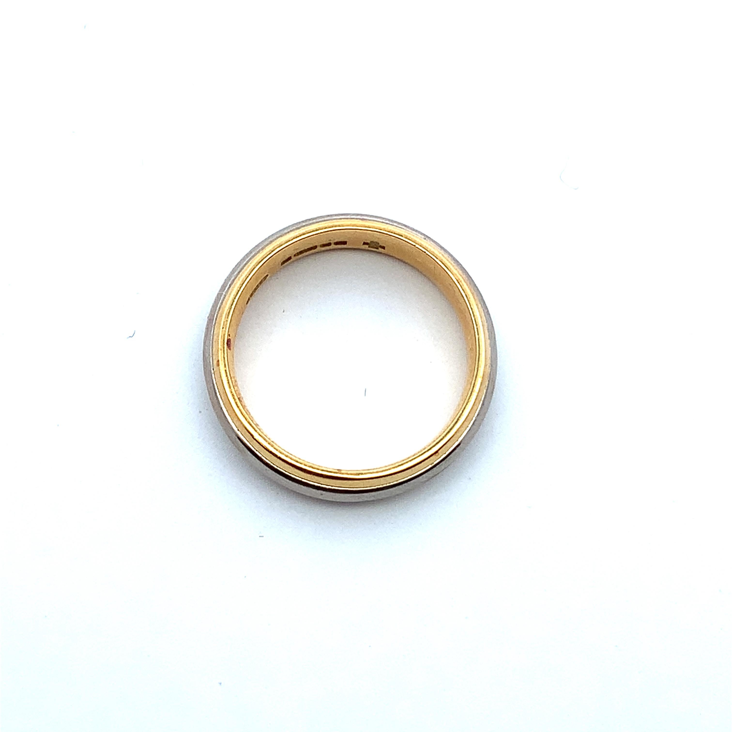 Anneau de mariage deux tons en or jaune et blanc 18k Unisexe en vente