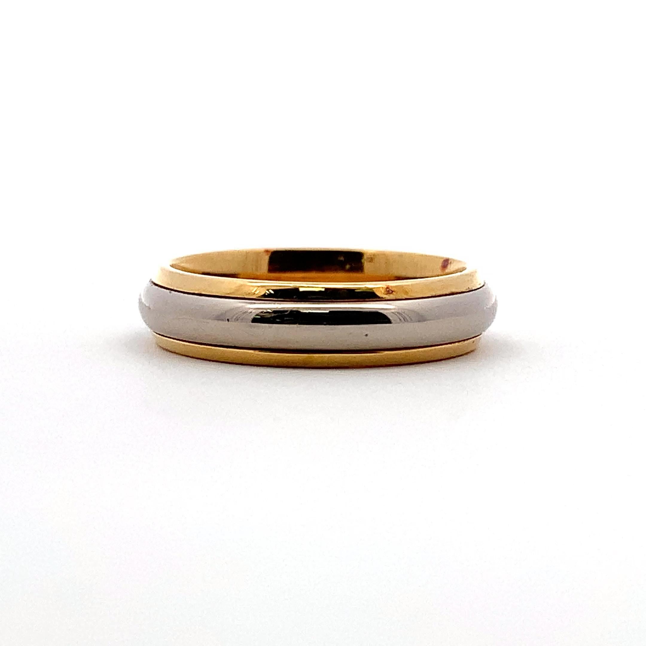 Anneau de mariage deux tons en or jaune et blanc 18k en vente 1