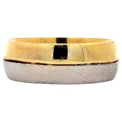 Anneau de mariage large en or jaune et blanc 18k à deux tons