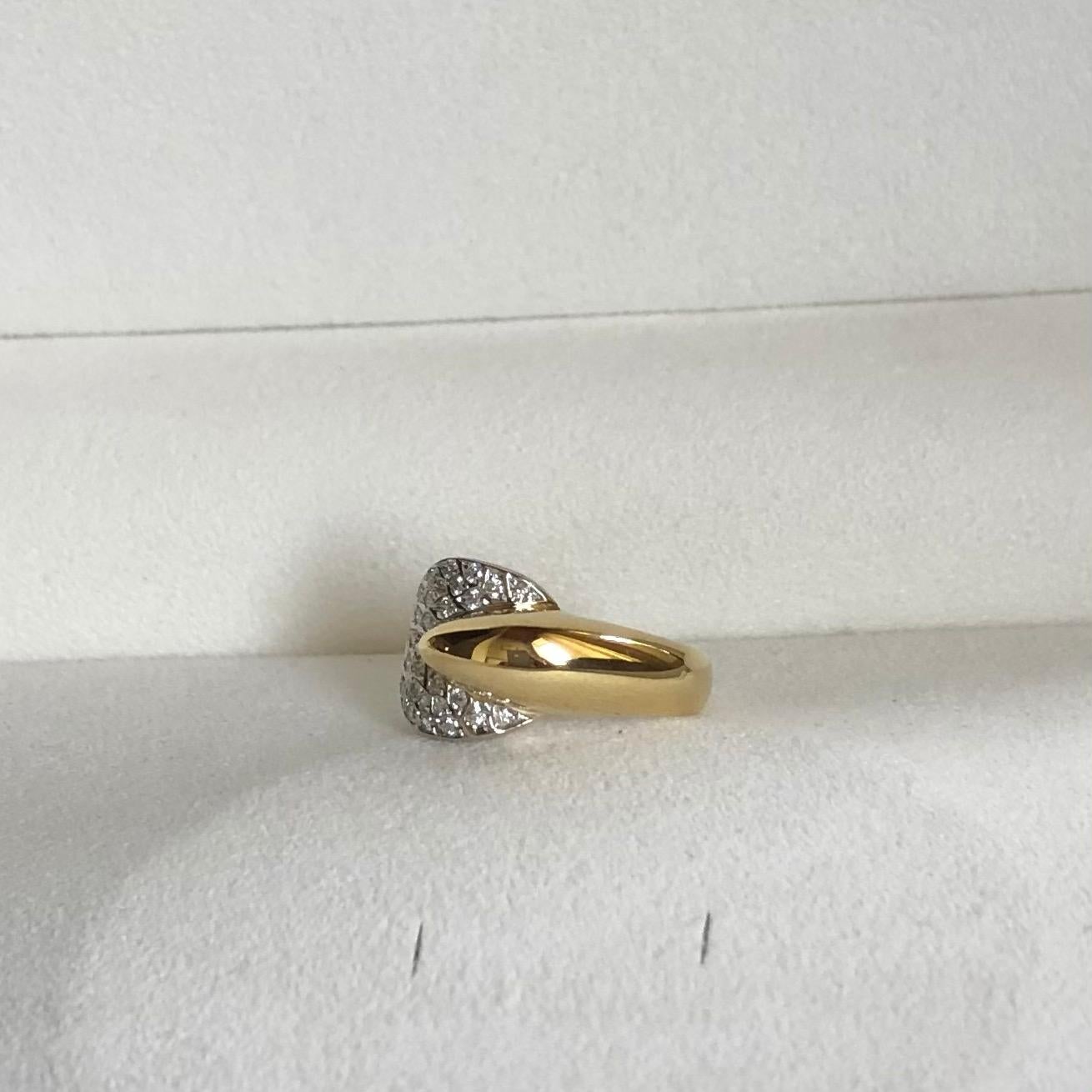 Contemporary  0.46 Carat Diamonds Ring on 18 Karat Yellow and White Gold