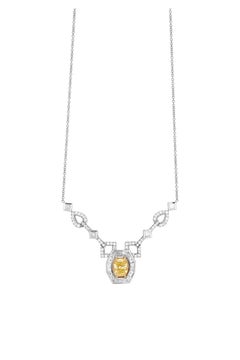 18 Karat Yellow and White Gold with Fancy Yellow Diamond Necklace 3.03 FY