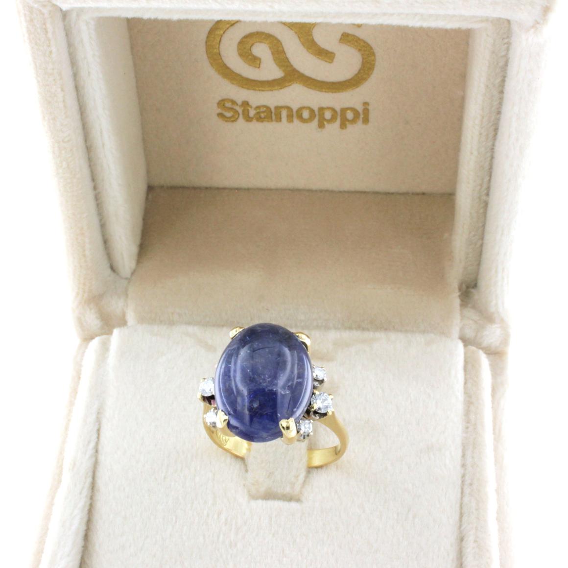 18k Yellow and White Gold With Tanzanite and White Diamonds Ring For Sale 1