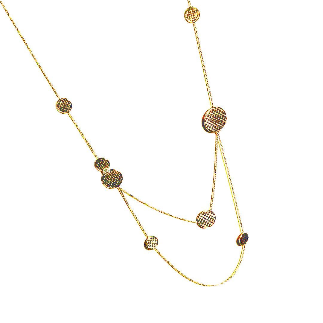 Contemporaneo Collana a stazioni in oro giallo e bianco 18k con diamante in vendita