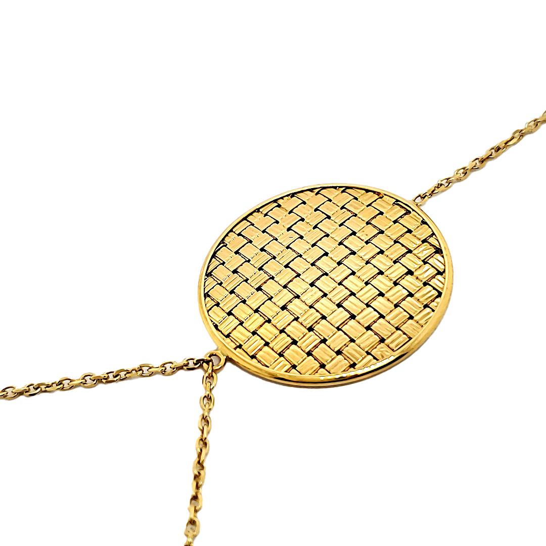 18k Yellow and White Gold Woven Station Necklace With a Diamond  In New Condition For Sale In Hong Kong, HK