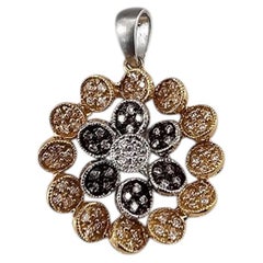 18K Yellow and White GoldDiamond Floral Pendant #25336