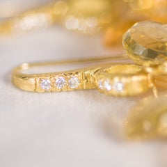 Boucles d'oreilles pendantes en goutte en or jaune 18 carats avec citrine briolette et diamants, uniques en leur genre